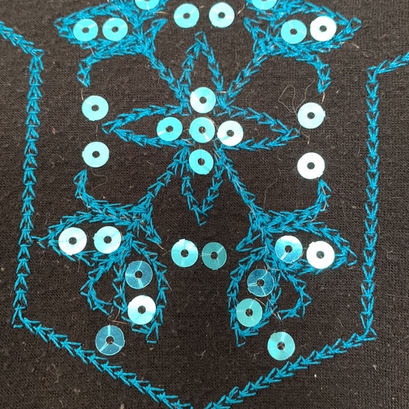 Soft works long sleeved tee with turquoise stitching and sequins - Picture 2 of 3